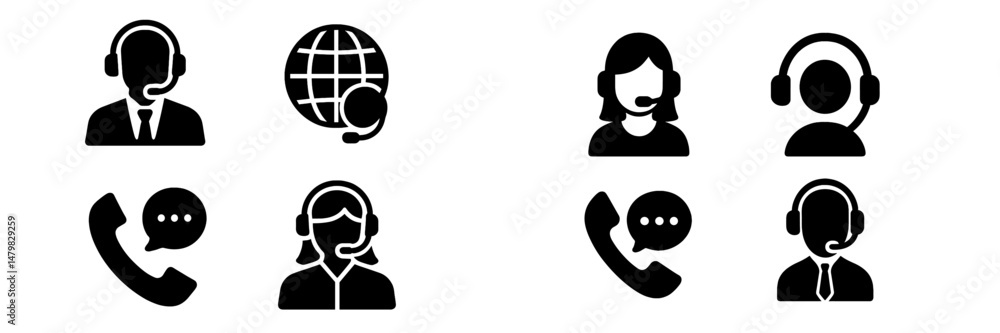 Aufkleber set of web icons representing customer support and communication tools for online services