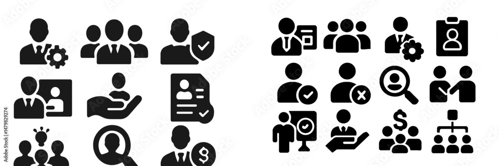 Poster collection of web icons representing various business and communication concepts for digital use