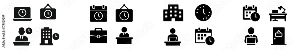 Leinwandbilder Collection of web icons showcasing business activities and time management tasks for digital applications