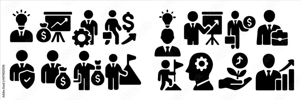 Fototapete collection of web icons representing business concepts and activities for digital applications or pr