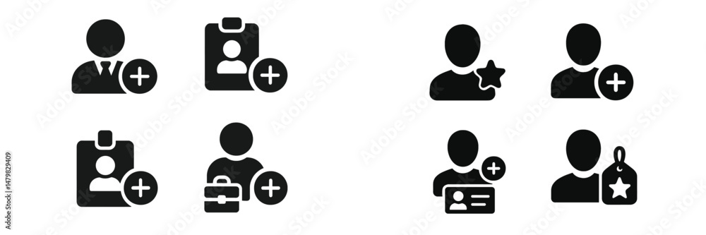 Poster collection of web icons representing user profiles, account management, and professional connections