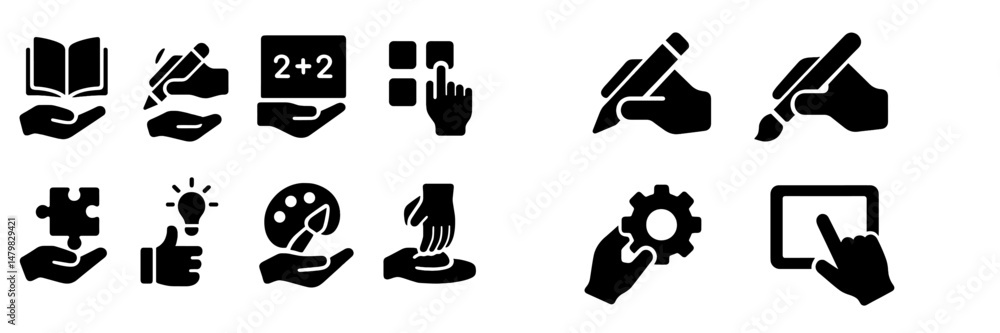 Leinwandbilder collection of web icons depicting various educational and creative activities for digital applicatio
