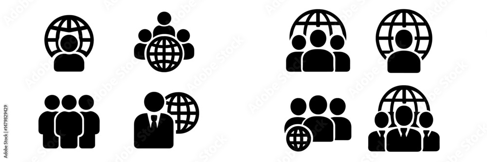 Leinwandbilder collection of web icons representing people and global connectivity for digital projects and applica
