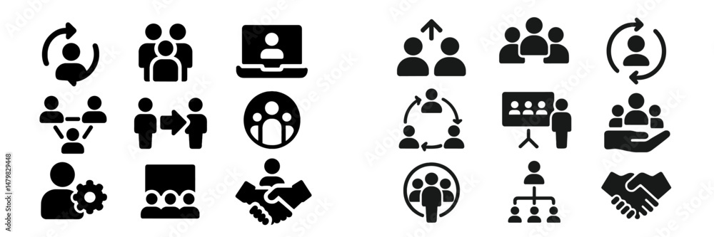 Leinwandbilder collection of web icons representing teamwork, communication, and collaboration in various digital c