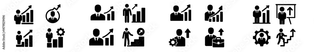 Leinwandbilder Set of simple web icons representing professional growth and development in various business contexts