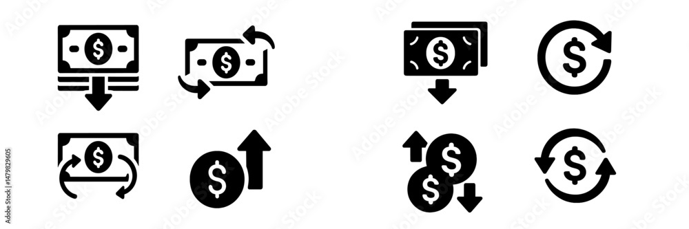 Leinwandbilder Set of web icons representing financial transactions in various formats for digital platforms and applications