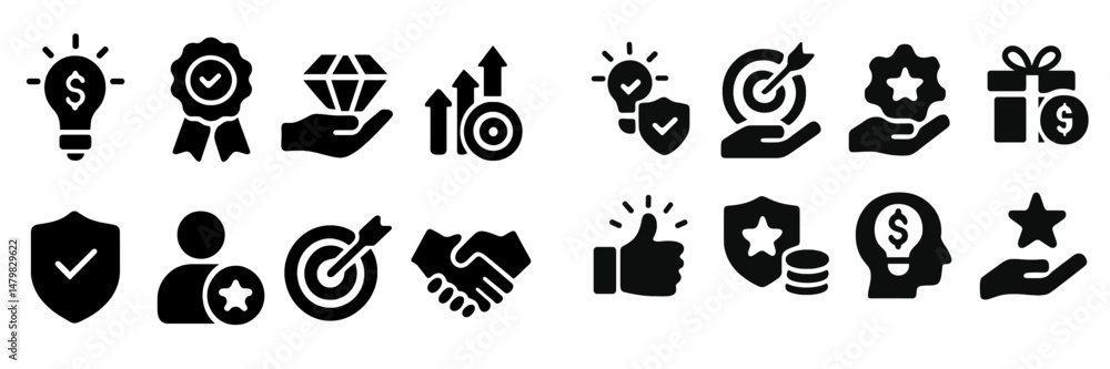 Poster Collection of web icons depicting various business and success themes suitable for digital design and marketing materials