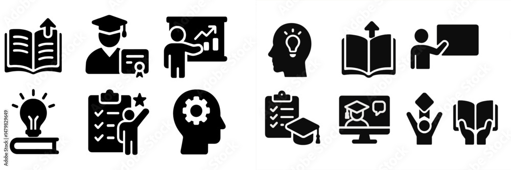 Aufkleber Set of web icons representing education, learning, and knowledge concepts for digital platforms and applications