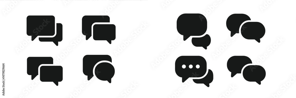 Poster Collection of web icons representing various messaging and chat functionalities for user interfaces