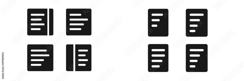 Poster collection of web icons featuring document and file symbols for digital applications and interfaces