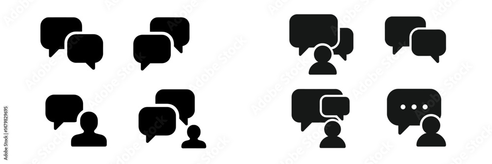 Leinwandbilder collection of web icons depicting conversation bubbles and user silhouettes for digital communicatio