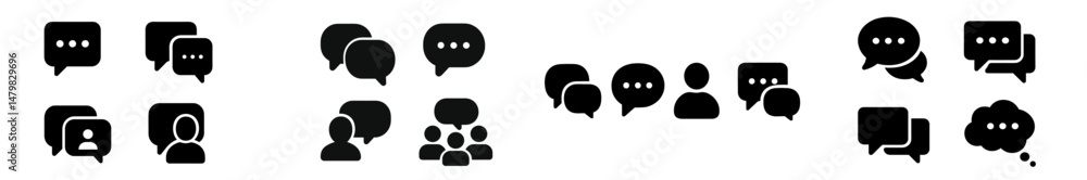 Poster web icons collection featuring communication, messaging, and social interaction symbols designed for