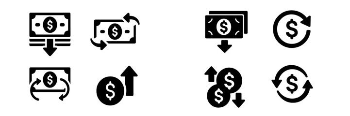 Obraz premium Set of web icons representing financial transactions in various formats for digital platforms and applications