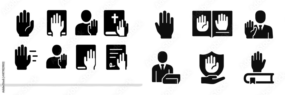 Poster various web icons featuring hand signals representing communication and interaction in different con