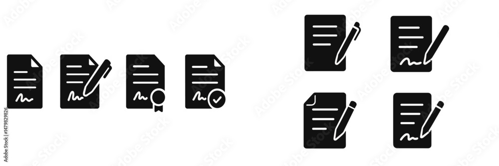 Leinwandbilder set of web icons representing documents, signatures, certificates, and writing tools for digital com