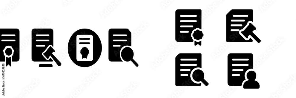 Leinwandbilder collection of web icons representing documents, certificates, and legal elements for digital applica