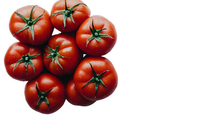 Fresh Bunch of Tomatoes Isolated on White Background Top View for Advertising
