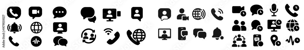 Poster collection of web icons representing communication tools and online interaction methods