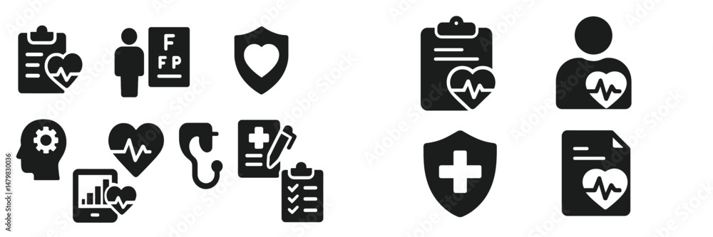Poster set of web icons representing healthcare and medical services for digital applications and websites 