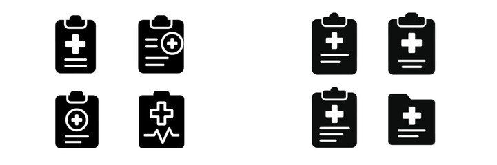 Obraz premium Set of medical web icons representing patient files, health records, and medical documentation tools