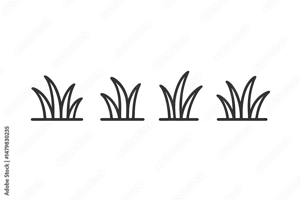 Aufkleber collection of web icons representing grass in a minimalist design suitable for various digital proje