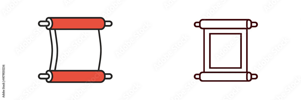 Poster set of web icons depicting scroll elements for graphic design and digital applications