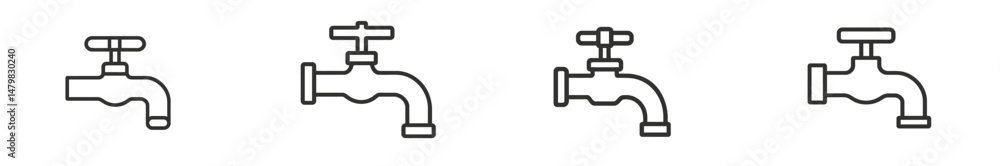 Poster set of web icons depicting various styles of faucets ideal for digital design and user interfaces