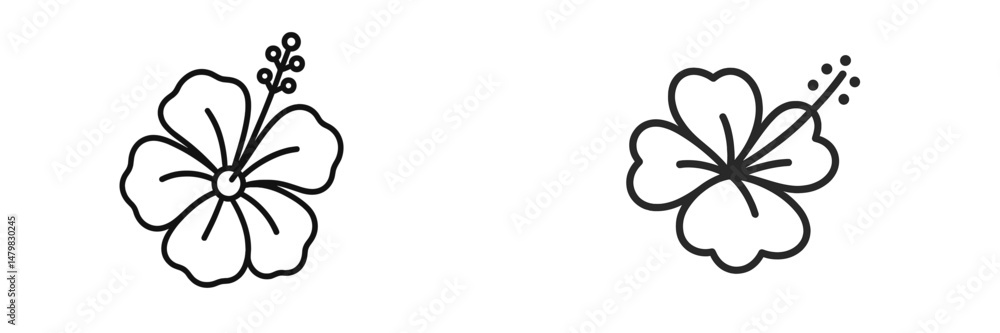 Leinwandbilder set of two simple hibiscus flower web icons designed for minimalist graphic applications and digital