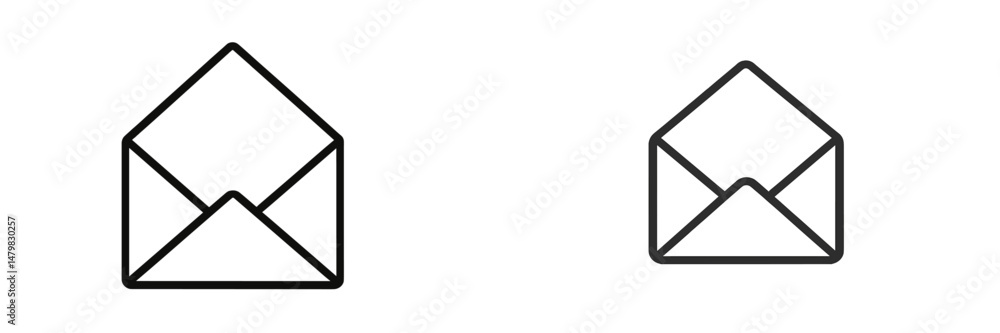 Aufkleber collection of web icons representing various envelope designs for digital communication