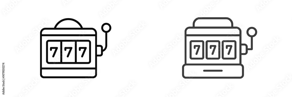 Poster web icons showcasing classic slot machine designs with three sevens in a simple style