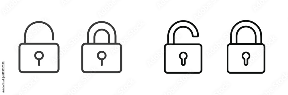 Poster collection of web icons depicting open and closed padlocks for security and privacy applications