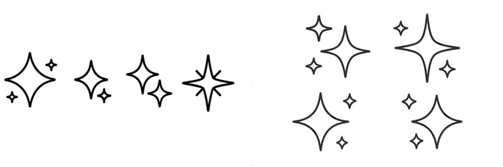 Obraz premium Collection of decorative web icons featuring stars and sparkle designs for digital projects and interfaces