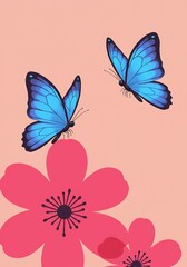 Fototapeta premium Blush Bloom & Azure Wings