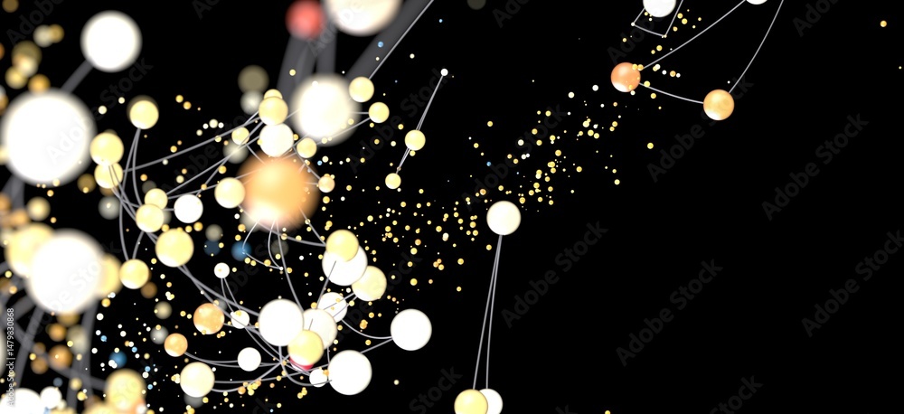 Poster Abstract background image of glowing spheres connected by lines, representing network, technology, or connection concepts.