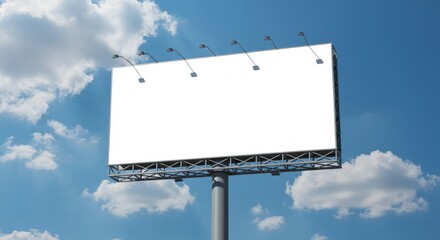 Large billboard on a blue sky with clouds for marketing and advertising