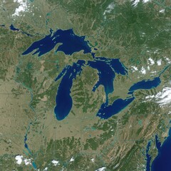 Satellite view of the great lakes region of north america © Ayesha