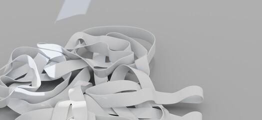 Sleek, modern image of tangled white ribbons. Perfect for minimalist designs, backgrounds, and...