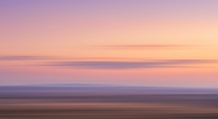 Serene Sunset Landscape Abstract Motion Blurred Sky and Horizon