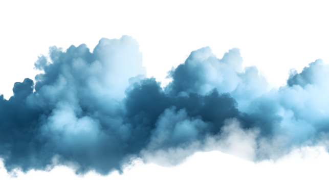 Blue Cloud Border Isolated on Transparent White Background