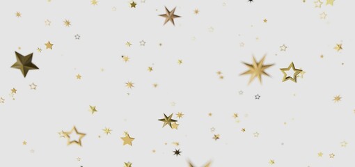 Beautiful image of gold stars falling on a white background. Perfect for festive designs.