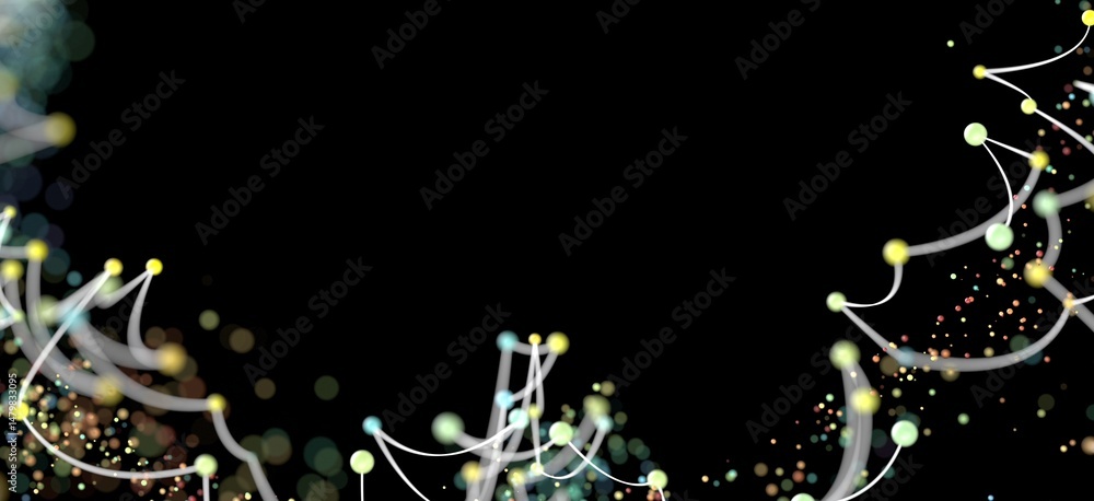 Aufkleber Abstract background with colorful glowing nodes and connections. Perfect for technology, network, or digital concepts.