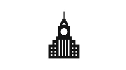 Obraz premium Iconic City Clock Tower Building Silhouette.