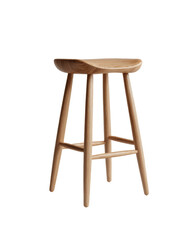 Wooden Kitchen Stool with Modern Minimalistic Design on transparent background