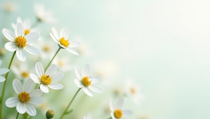 Obraz premium Delicate white wildflowers against pure backdrop, plant, serene, botanical
