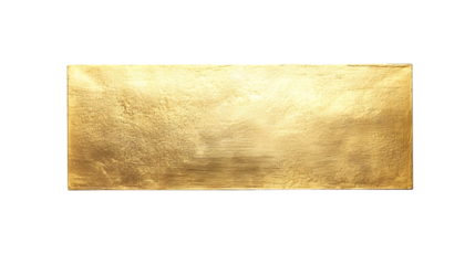 Luxurious Golden Rectangular Plaque Isolated on White Background