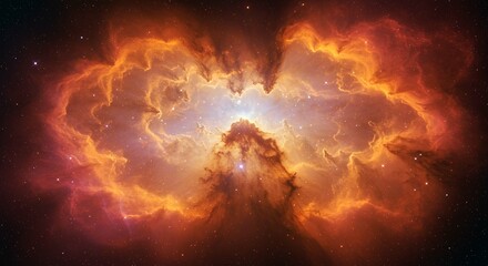 Obraz premium Fiery Nebula Cosmic Cloudscape Stunning Celestial Landscape Space Background