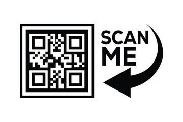 Centered black and white QR code with bold 
