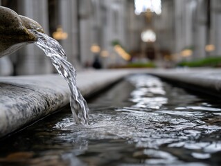 Water fountain inside a cathedral