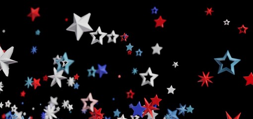 Festive red, white, and blue stars on black. Perfect for Independence Day!