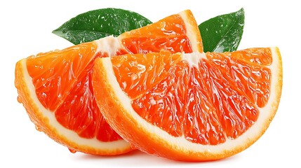 Juicy Blood Orange Slices with Leaves.